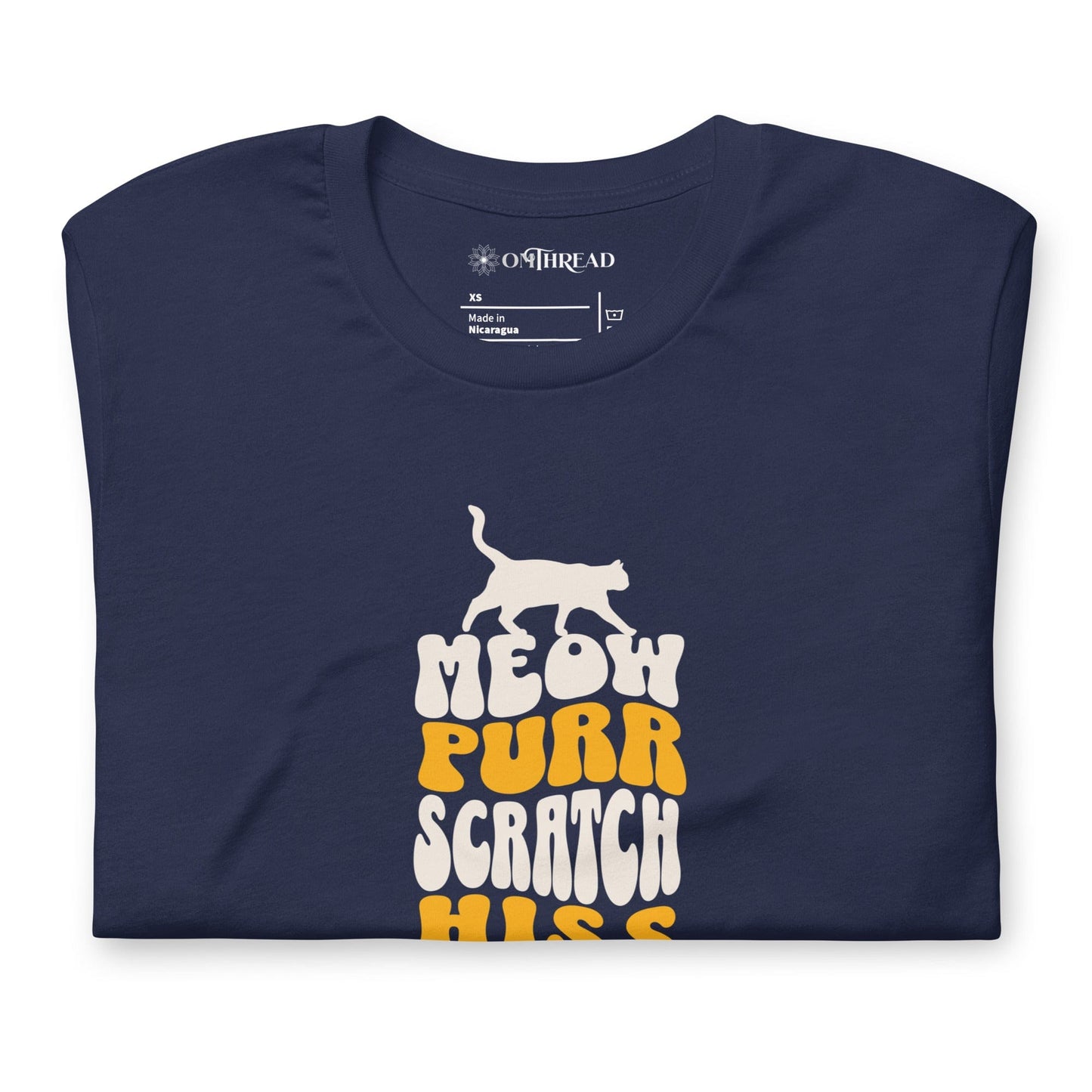 OMTHREAD Meow Purr Scratch T-Shirt | Funny Cat Lover Graphic Tee