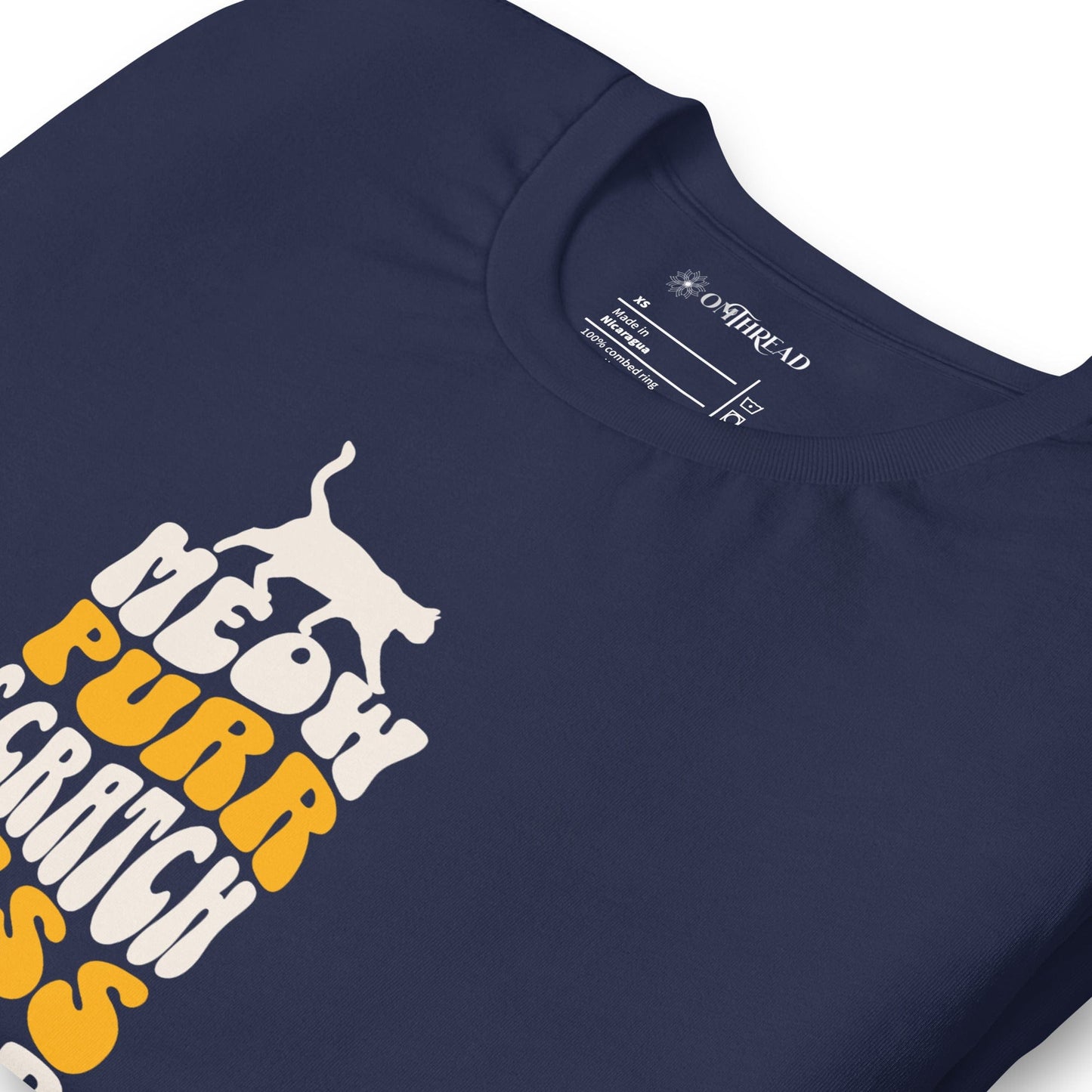 OMTHREAD Meow Purr Scratch T-Shirt | Funny Cat Lover Graphic Tee