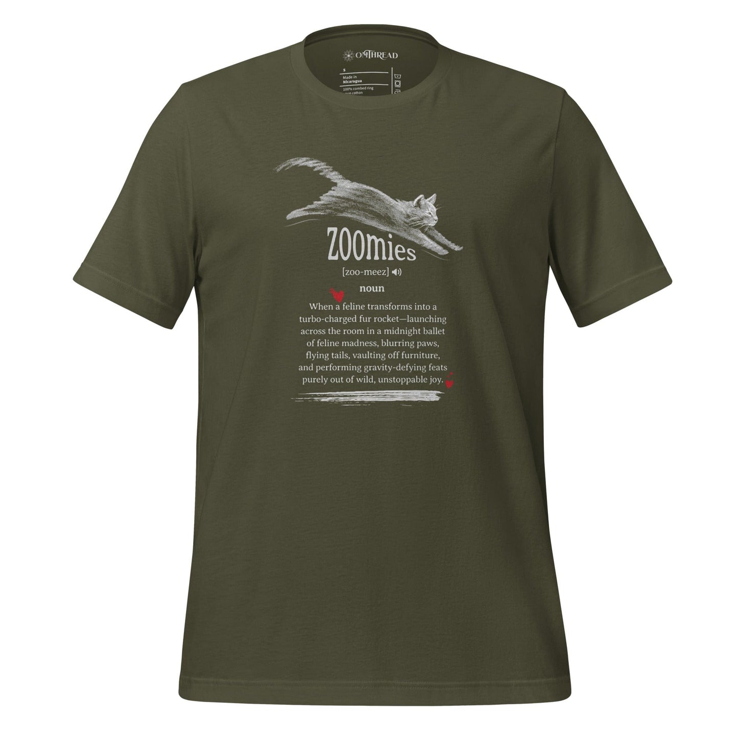OMTHREAD Military Green / S Zoomies Definition Cat T-Shirt, Funny Zoomies Cat Shirt, Gift for Cat Lovers, Cute Cat Tee