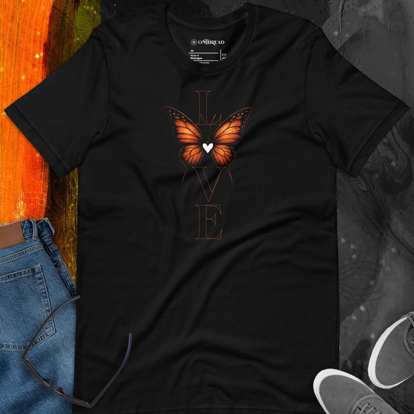 OMTHREAD Minimalist Love Monarch Butterfly Conservation Shirt