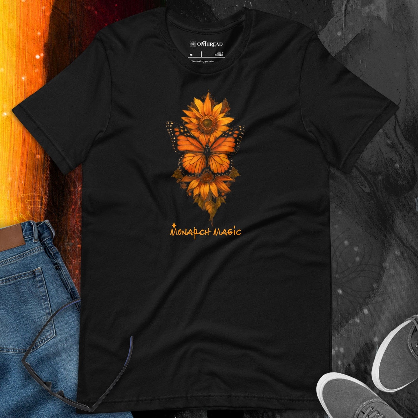 OMTHREAD Monarch Butterfly and Sunflower Shirt Monarch Magic