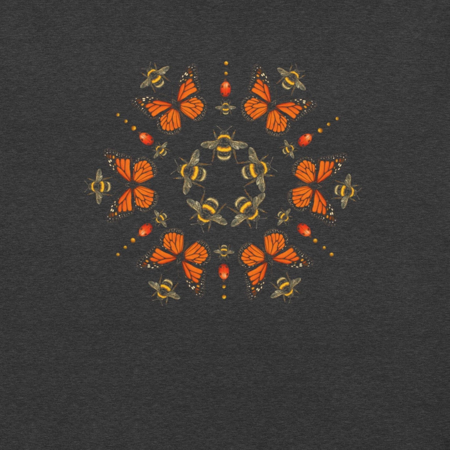 OMTHREAD Monarch Butterfly Bee Mandala Shirt Nature Inspired Graphic Tee