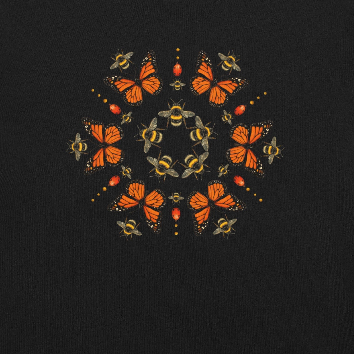 OMTHREAD Monarch Butterfly Bee Mandala Shirt Nature Inspired Graphic Tee