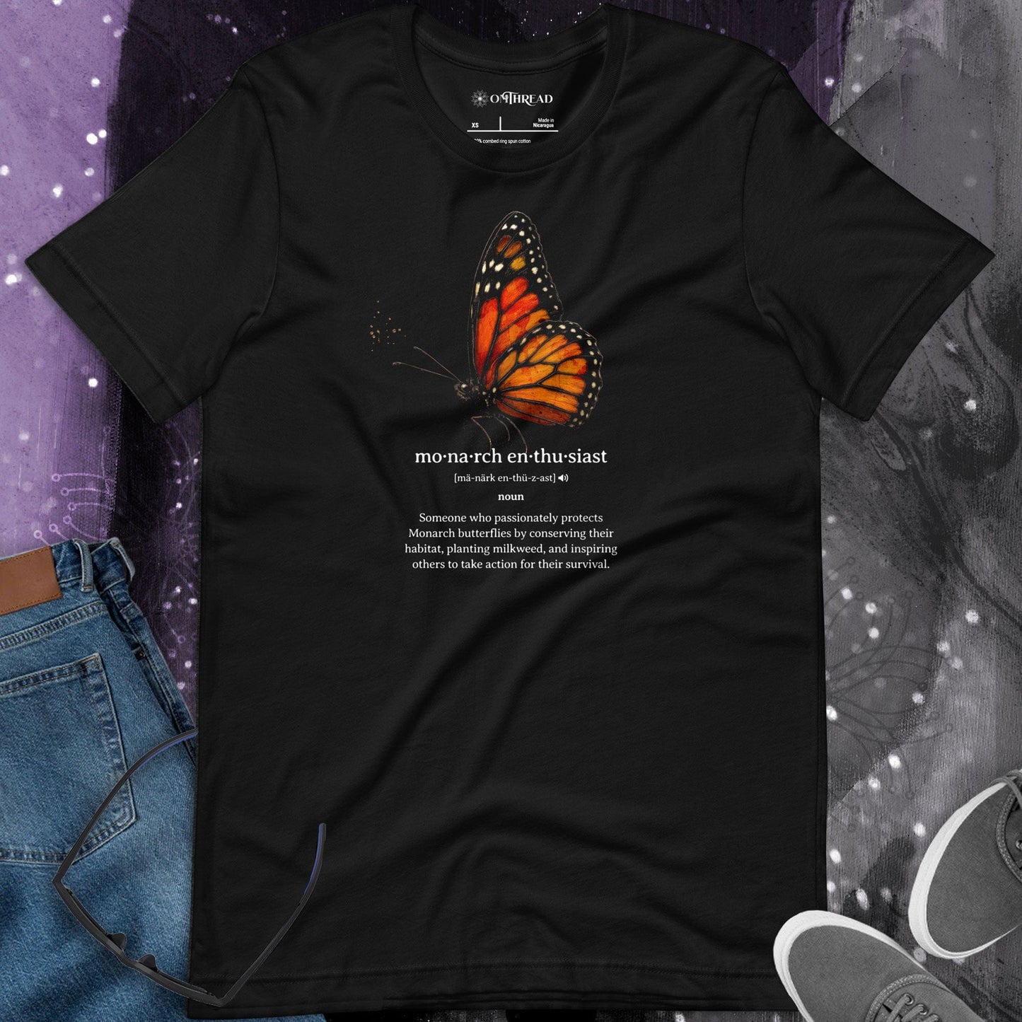 OMTHREAD Monarch Enthusiast Definition Tee for Butterfly Conservation Lovers