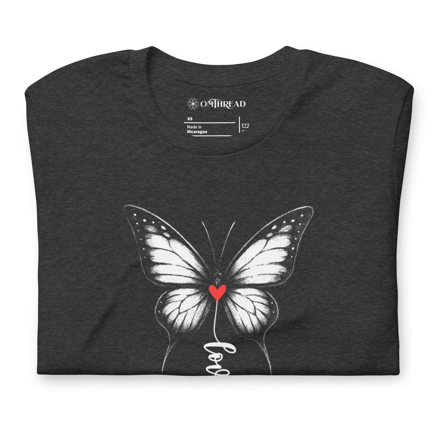 OMTHREAD Monarch Love Shirt Black and White with Red Heart