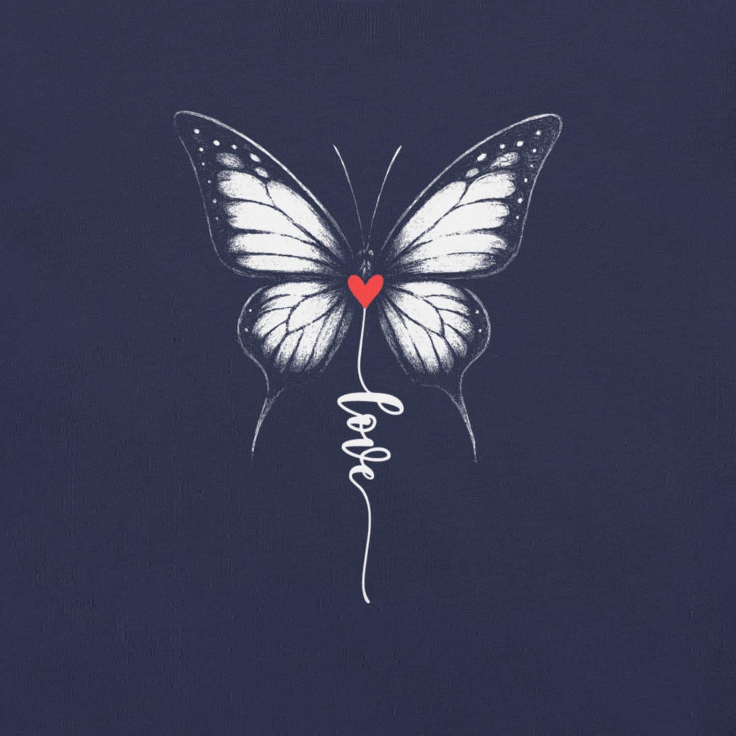 OMTHREAD Monarch Love Shirt Black and White with Red Heart