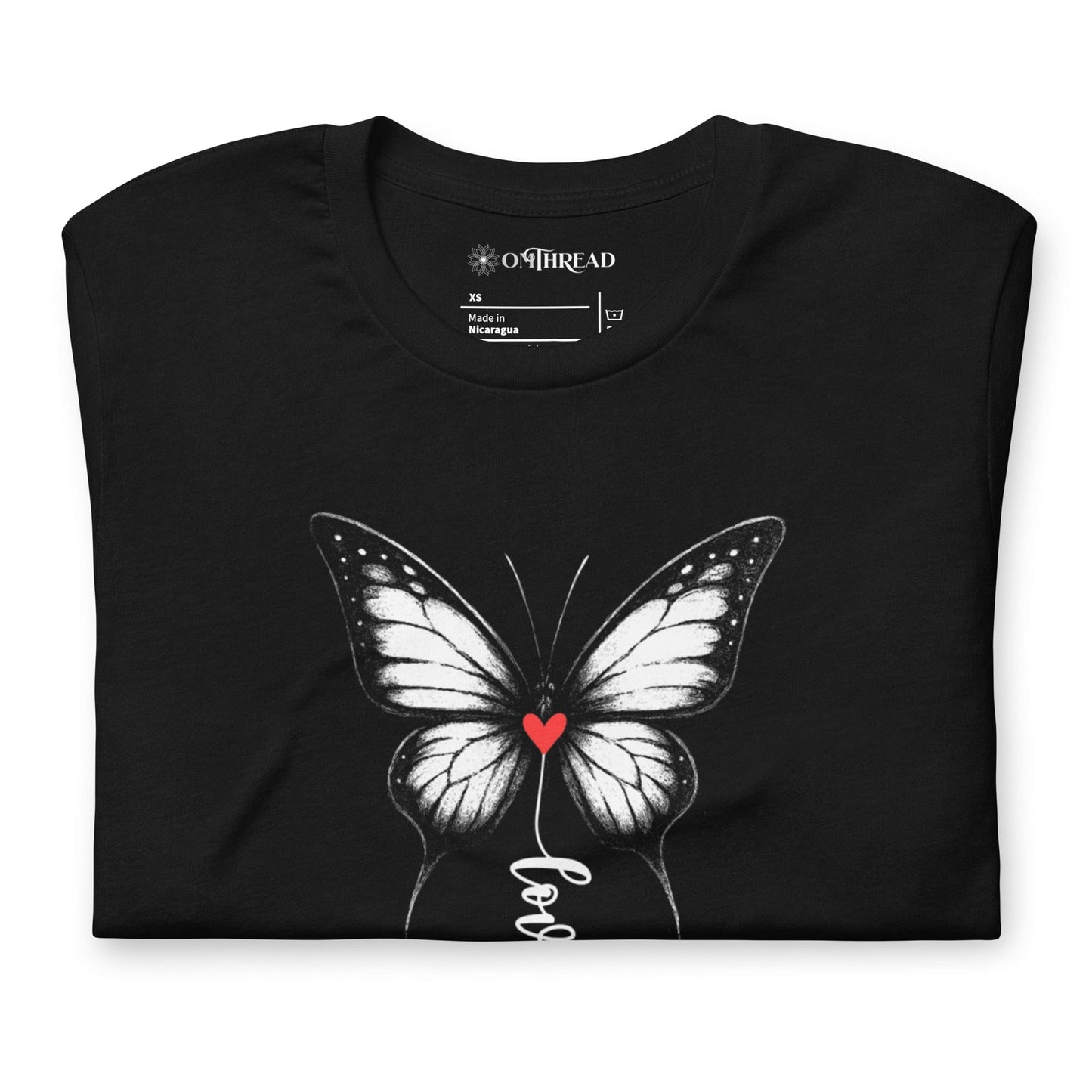 OMTHREAD Monarch Love Shirt Black and White with Red Heart