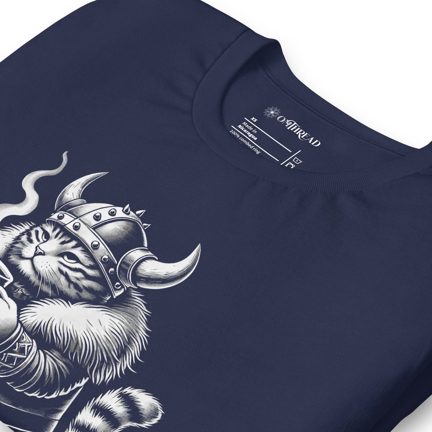 OMTHREAD Monday Battles Viking Cat T-Shirt | Funny Coffee Lover Tee