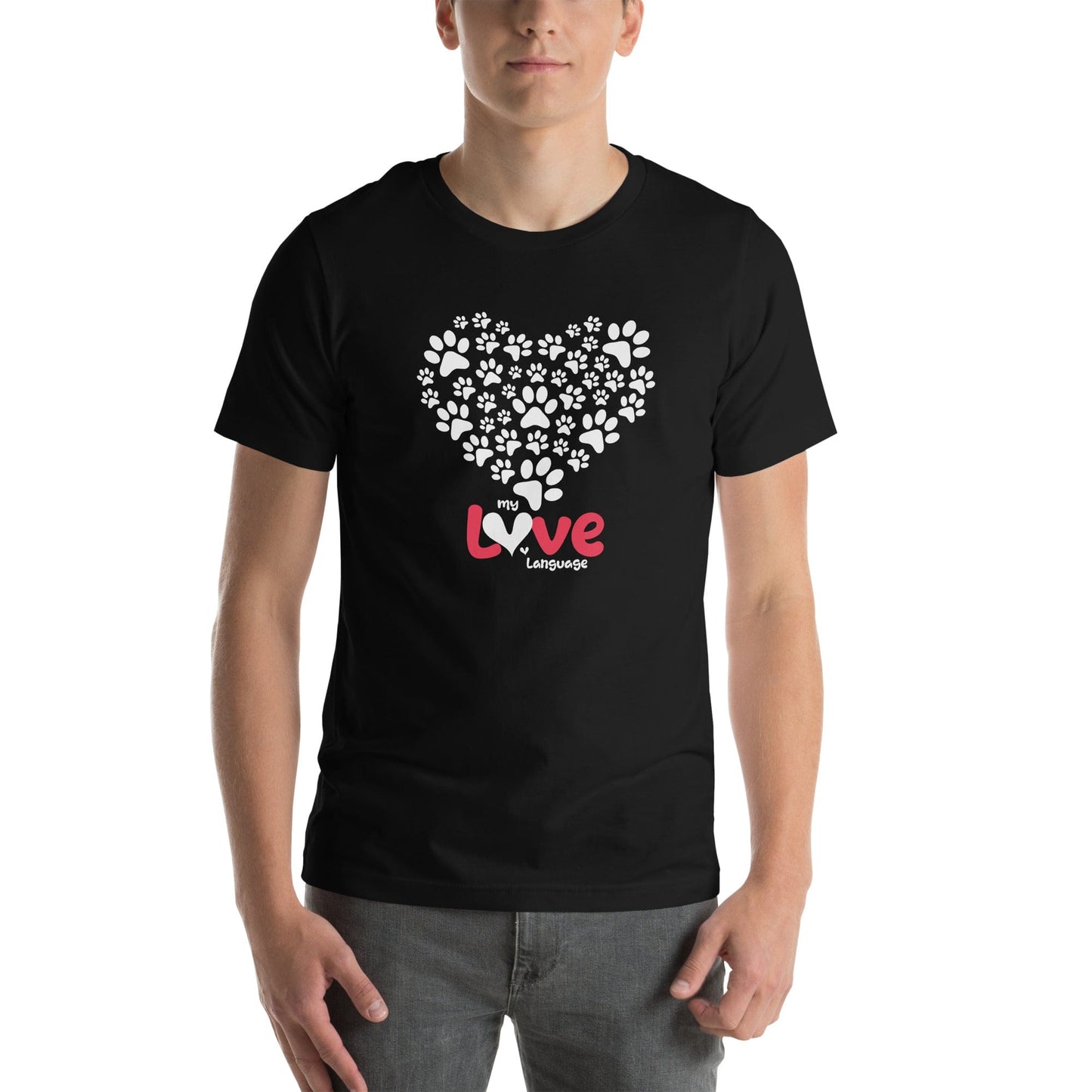 OMTHREAD My Love Language T-Shirt | Cute Paw Print Heart Cat & Dog Lover Tee