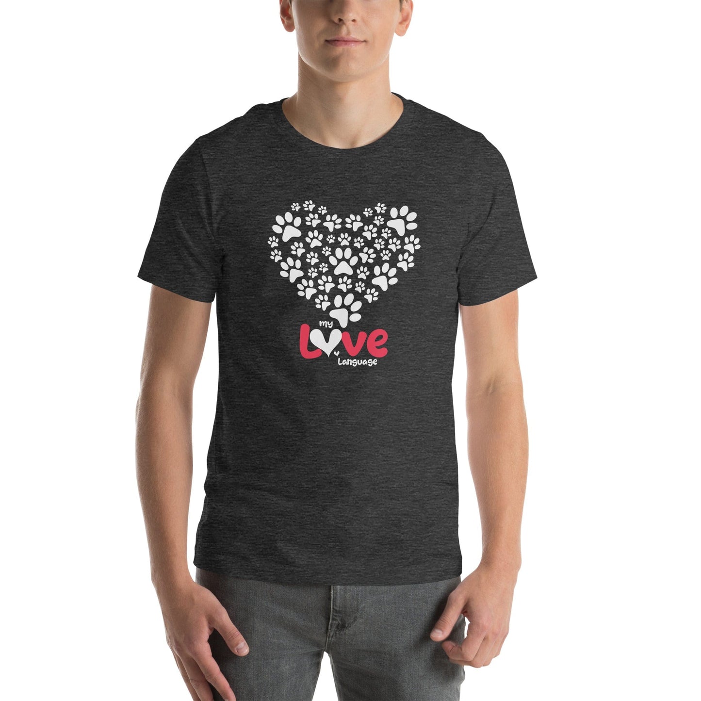 OMTHREAD My Love Language T-Shirt | Cute Paw Print Heart Cat & Dog Lover Tee