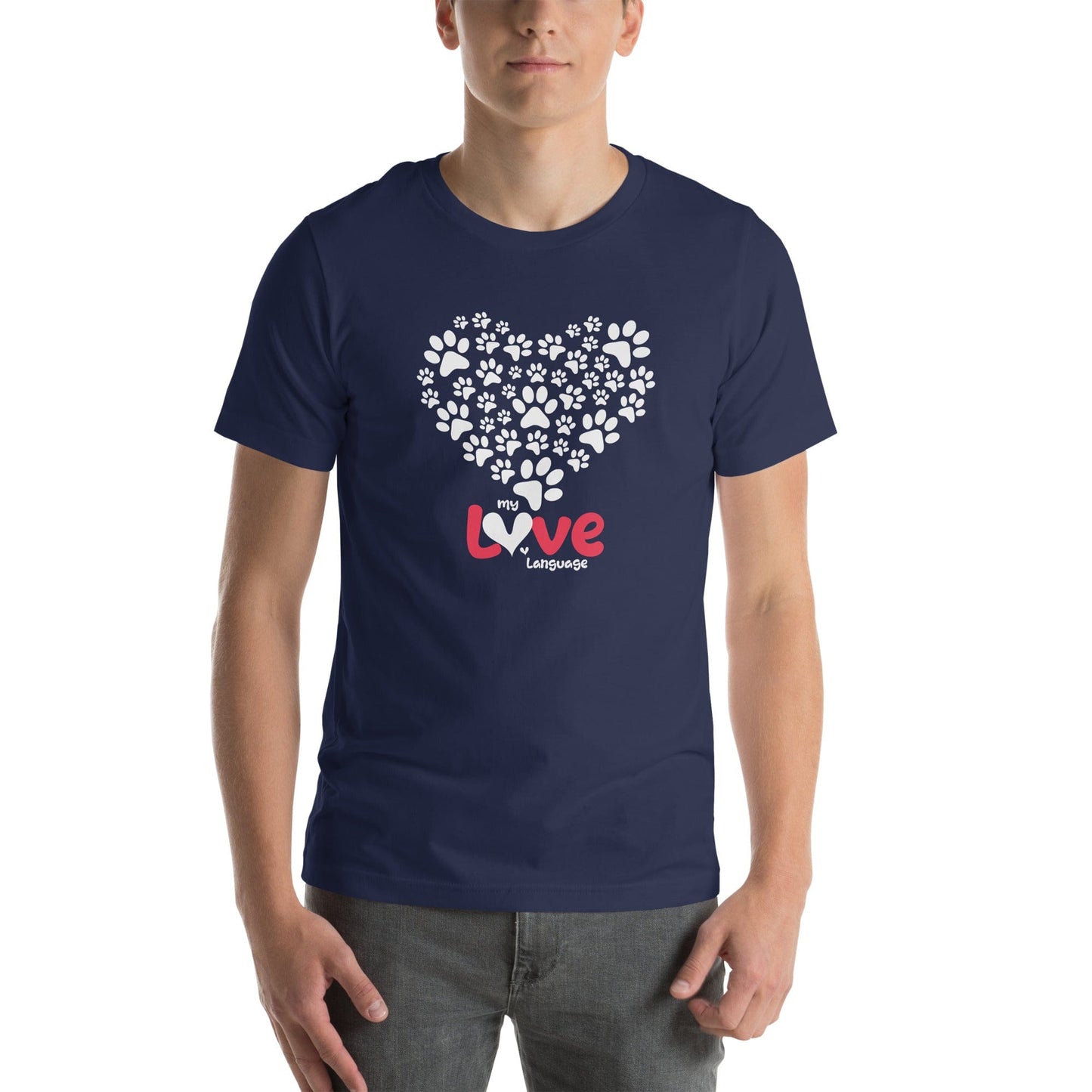 OMTHREAD My Love Language T-Shirt | Cute Paw Print Heart Cat & Dog Lover Tee