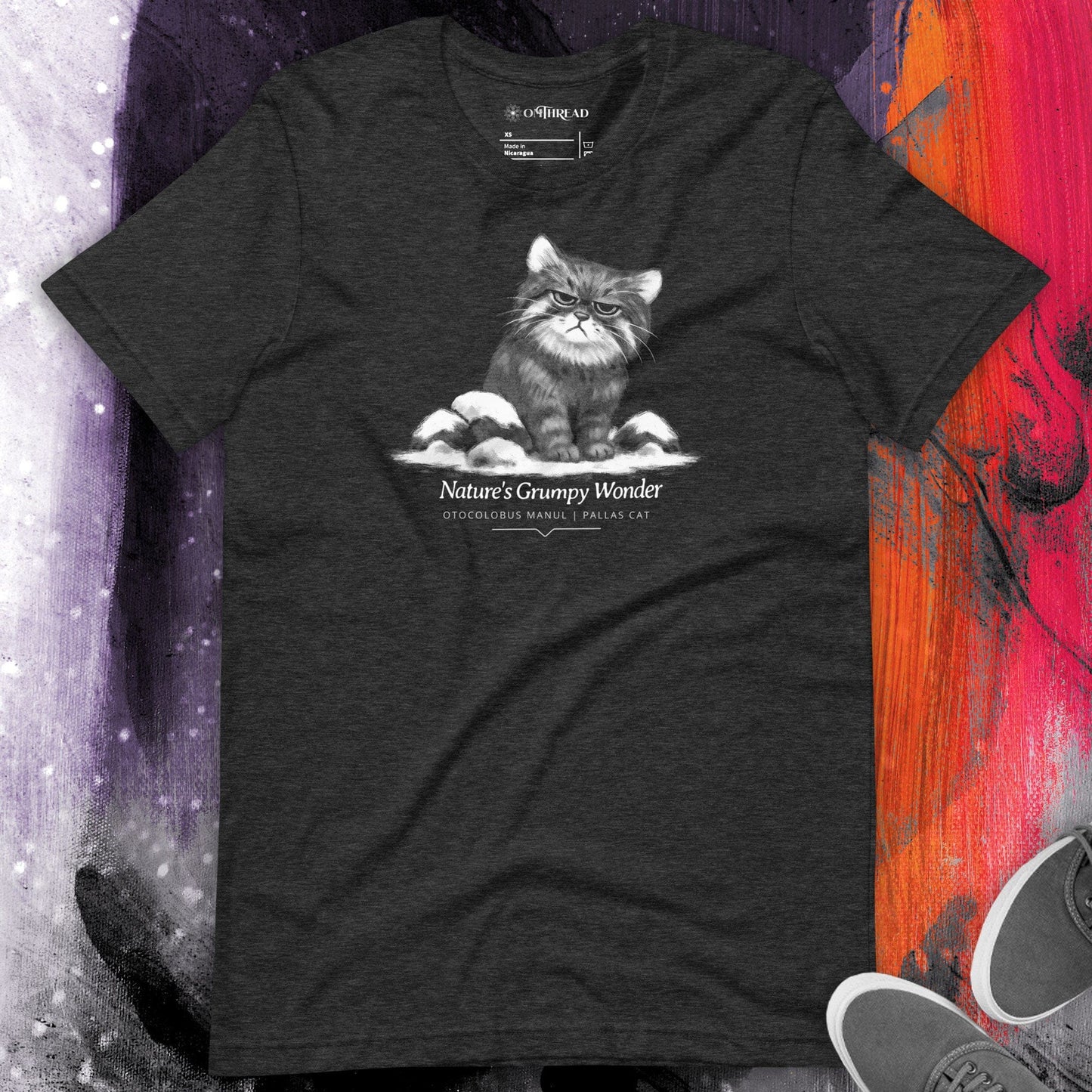 OMTHREAD Nature’s Grumpy Wonder Pallas Cat T-Shirt, Grumpy Cat Tee, Giftable Wildlife Conservation Shirt