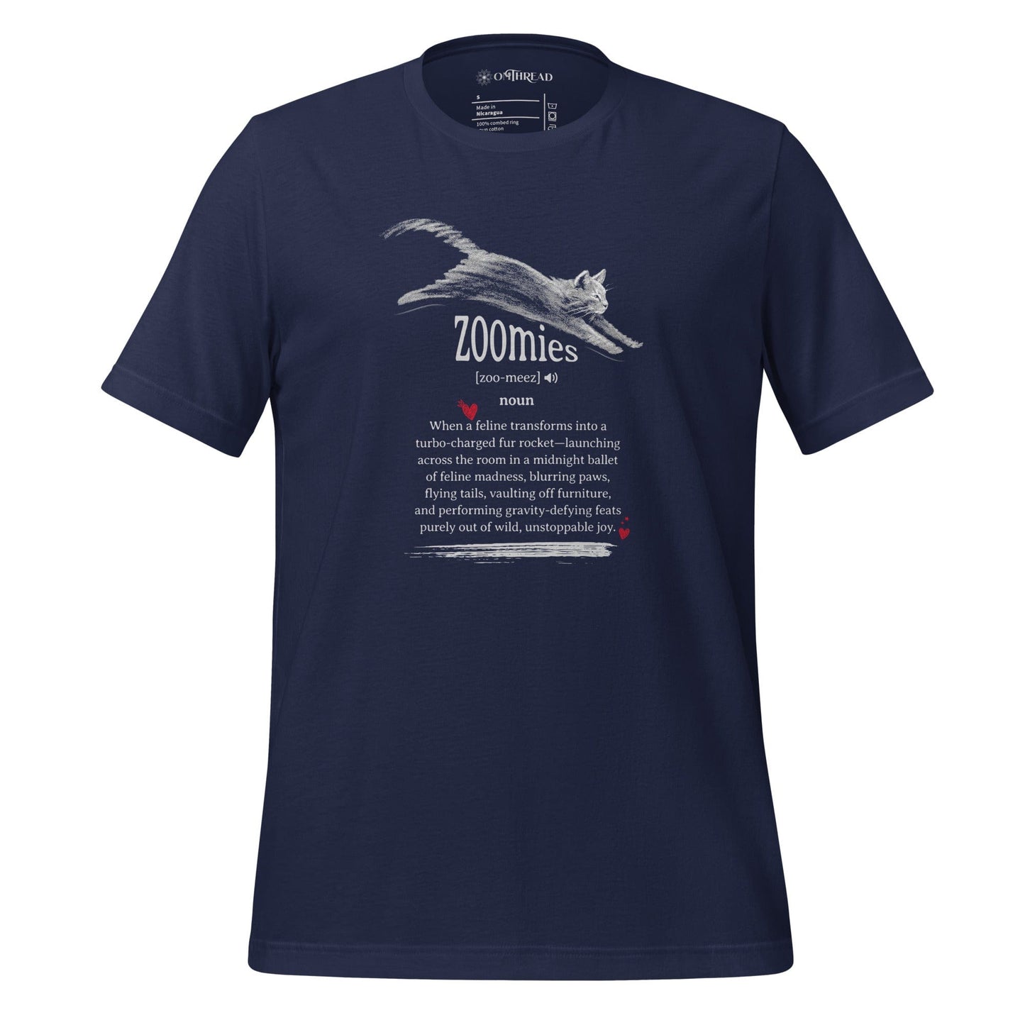 OMTHREAD Navy / S Zoomies Definition Cat T-Shirt, Funny Zoomies Cat Shirt, Gift for Cat Lovers, Cute Cat Tee