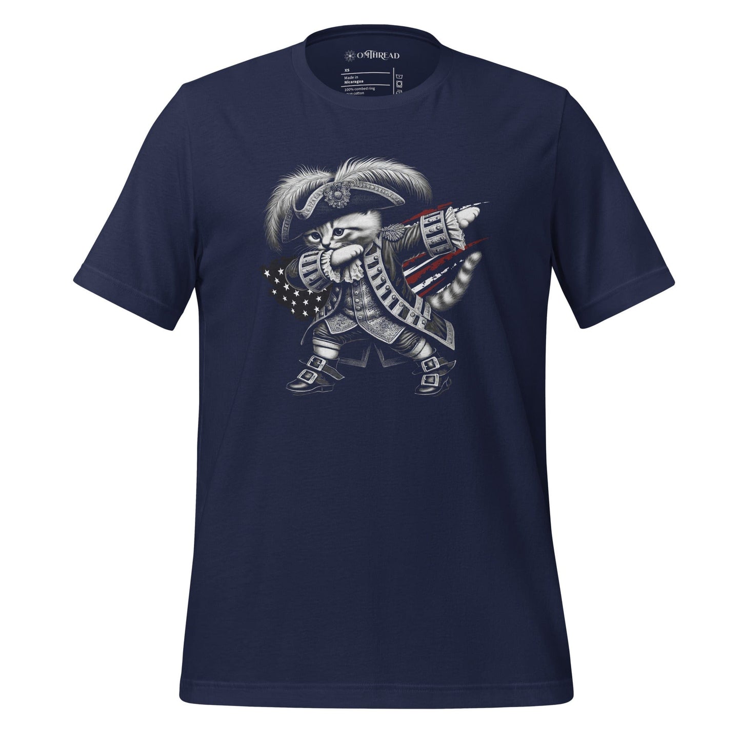 OMTHREAD Navy / XS Colonial Dab Kitten T-Shirt | Funny Historical Feline Graphic Tee