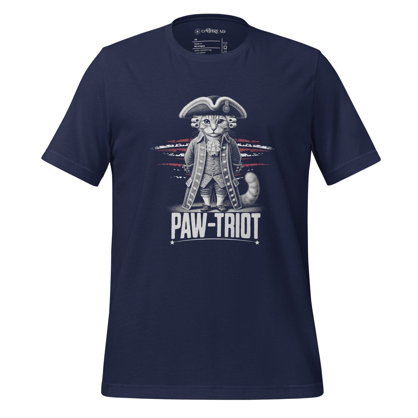 OMTHREAD Navy / XS Paw-triot Cat T-Shirt | Funny Patriotic Feline Graphic Tee