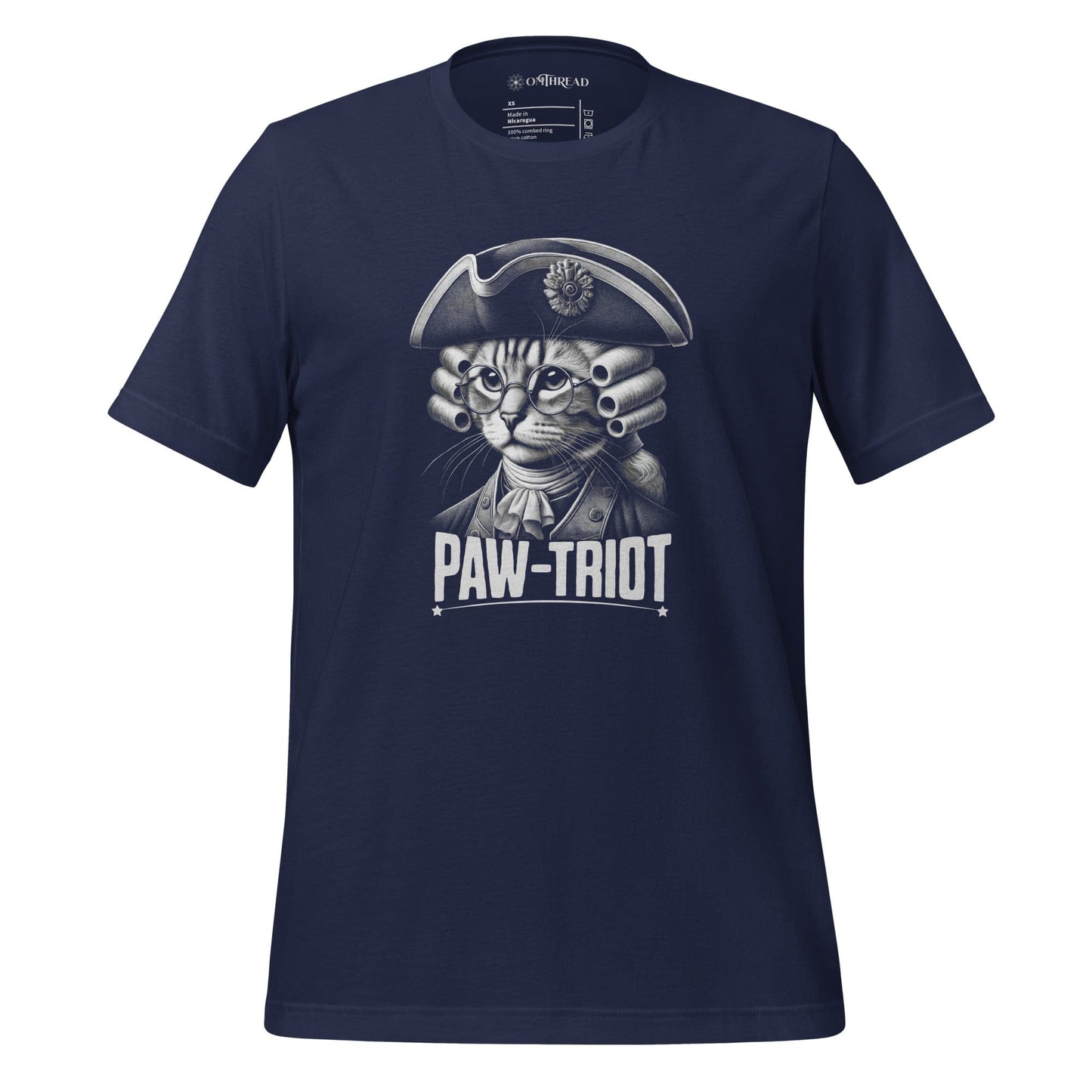 OMTHREAD Navy / XS Paw-triot Cat T-Shirt | Patriotic Cat Shirt | Funny Independence Day Tee