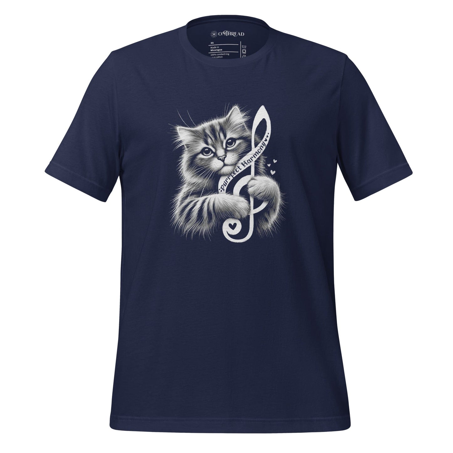 OMTHREAD Navy / XS Purrfect Harmony Cat T-Shirt | Musical Cat Lover Tee