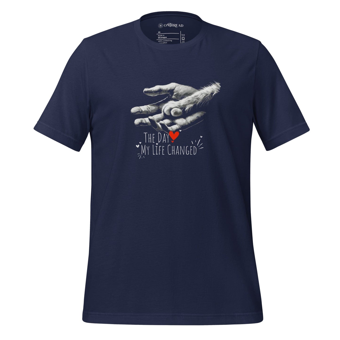 OMTHREAD Navy / XS The Day My Life Changed Cat Lover T-Shirt | Heartwarming Pet Owner Tee