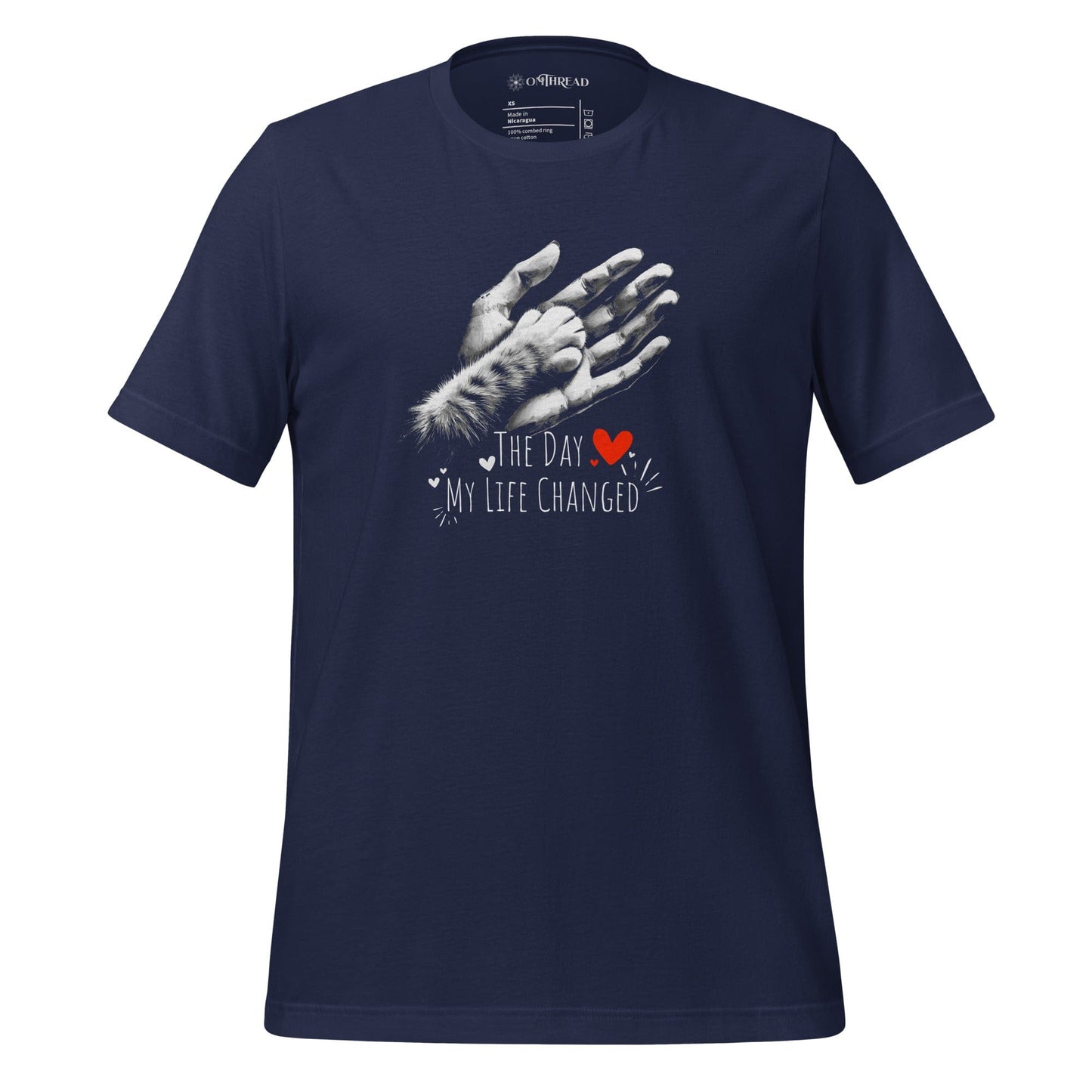 OMTHREAD Navy / XS The Day My Life Changed T-Shirt | Heartfelt Cat Lover Design