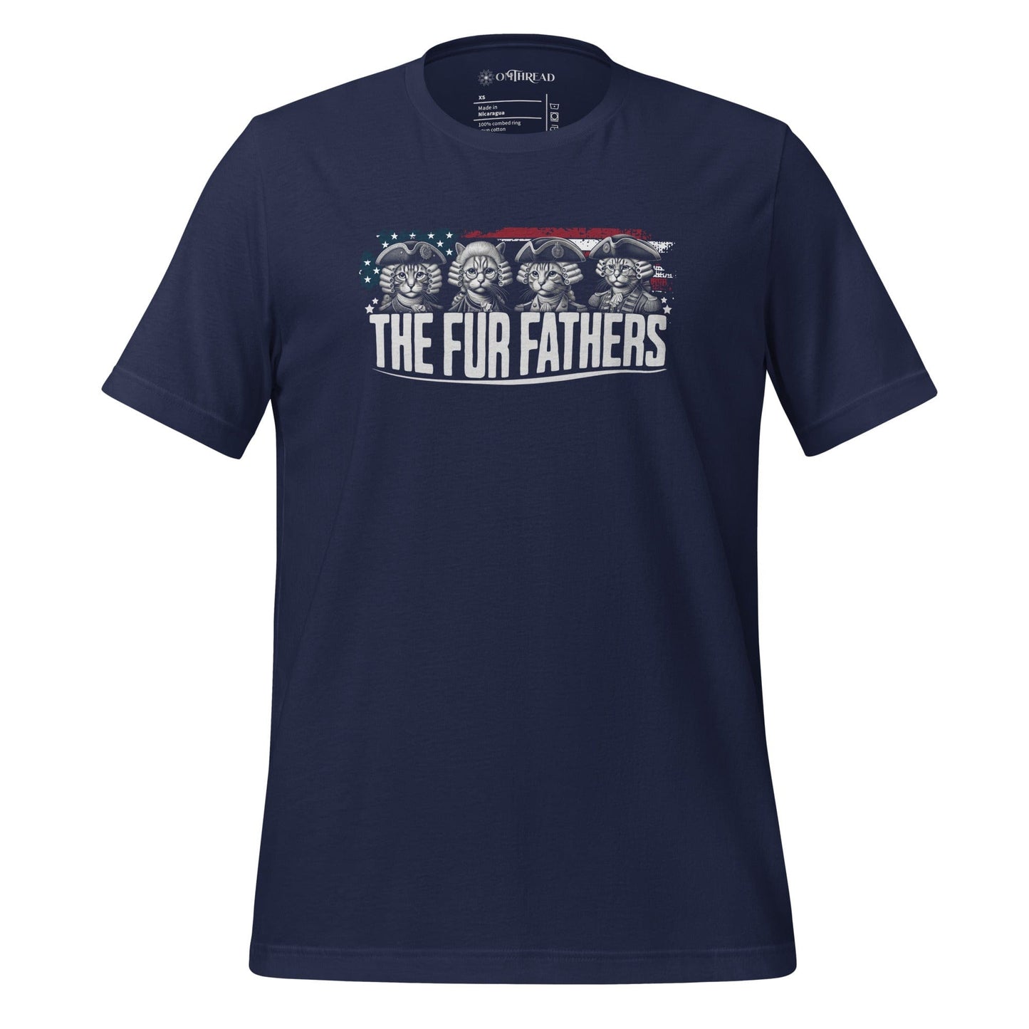 OMTHREAD Navy / XS The Fur Fathers Cat T-Shirt | Funny Patriotic Cat Tee | Founding Cats
