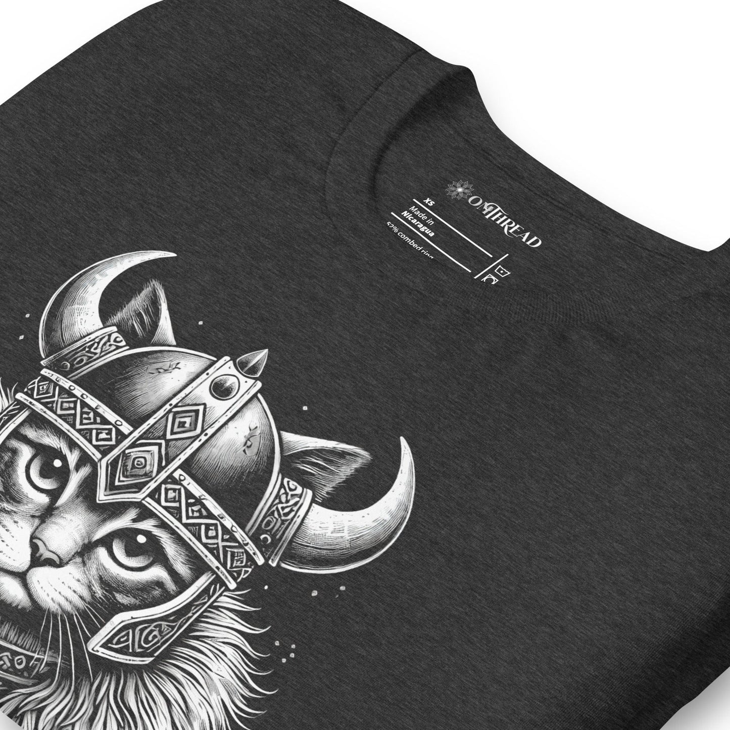 OMTHREAD Norse Viking Cat Warrior T-Shirt | Fierce Feline Viking Tee
