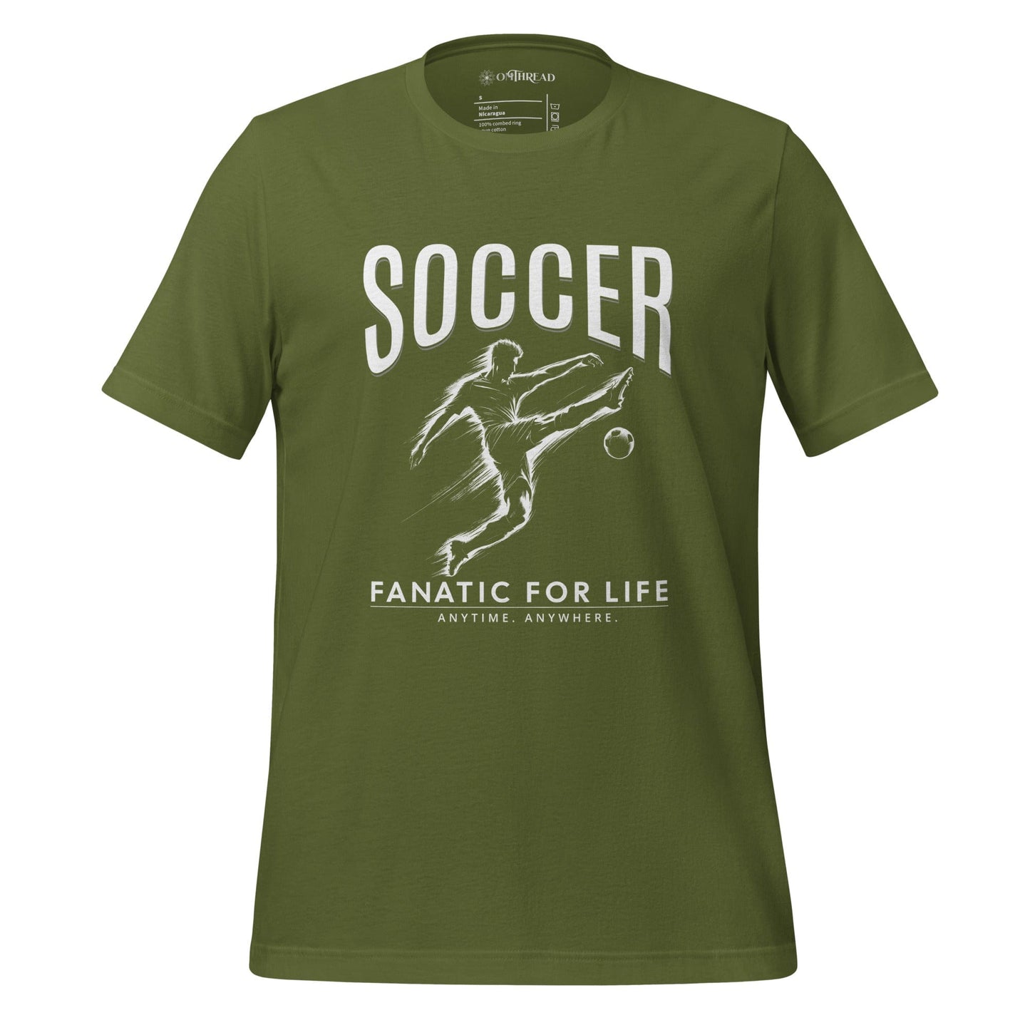 OMTHREAD Olive / S Soccer Fanatic for Life | Ultimate Graphic Football Lover Tee