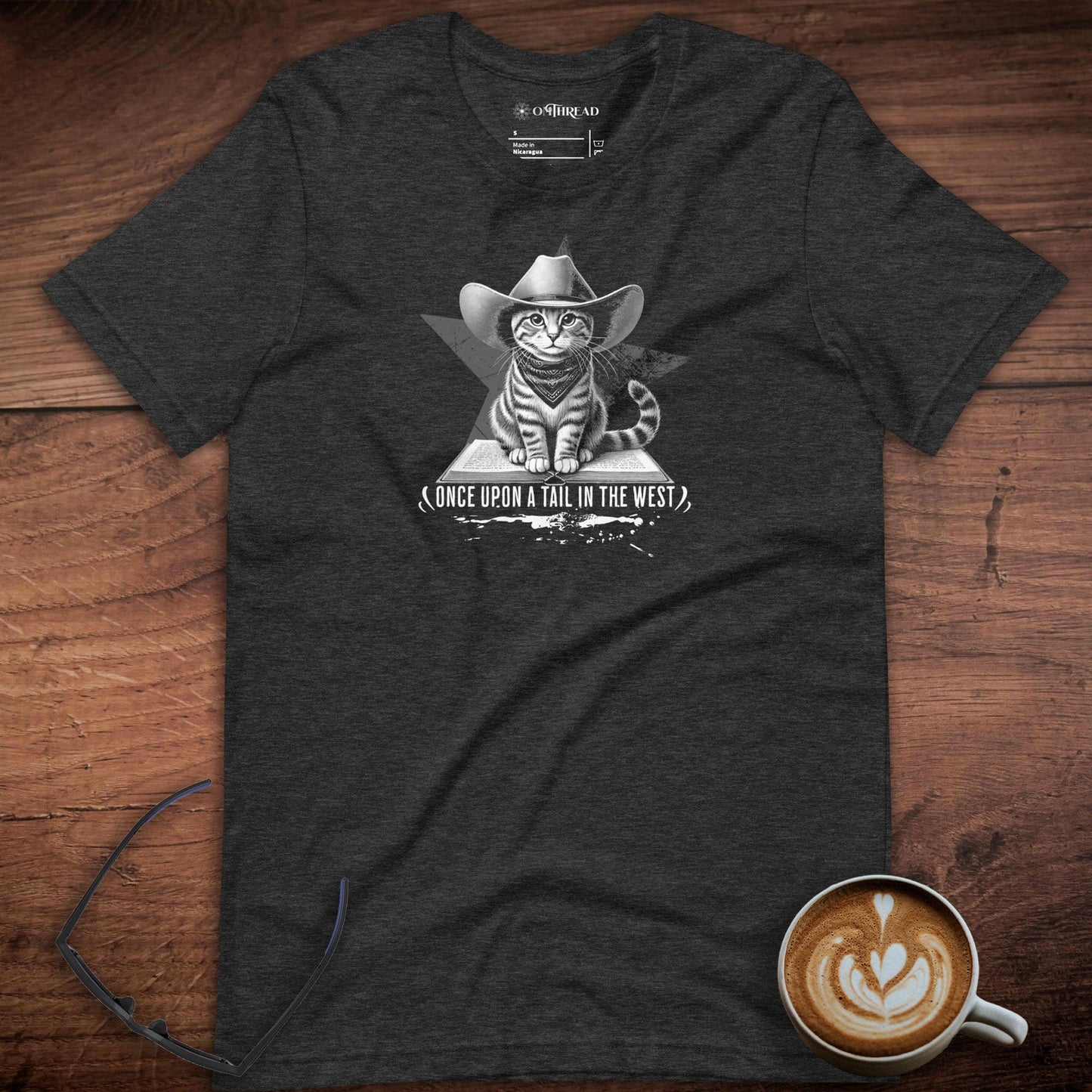 OMTHREAD Once Upon a Tail in the West Cat T-Shirt, Cowboy Cat Shirt, Funny Western Cat Tee, Gift for Cat Lovers