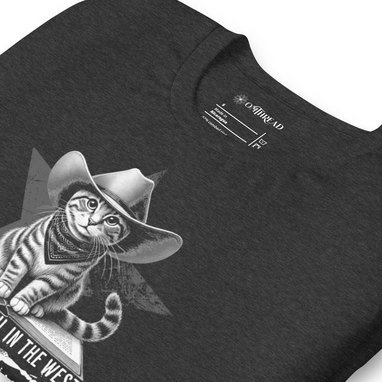 OMTHREAD Once Upon a Tail in the West Cat T-Shirt, Cowboy Cat Shirt, Funny Western Cat Tee, Gift for Cat Lovers