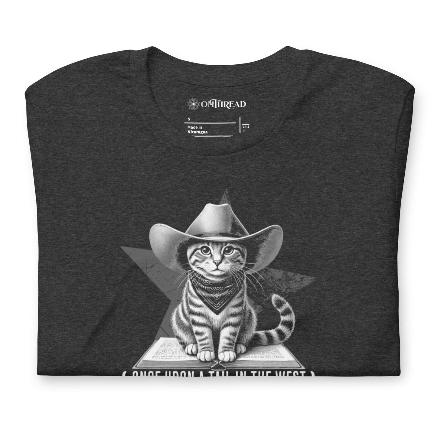 OMTHREAD Once Upon a Tail in the West Cat T-Shirt, Cowboy Cat Shirt, Funny Western Cat Tee, Gift for Cat Lovers