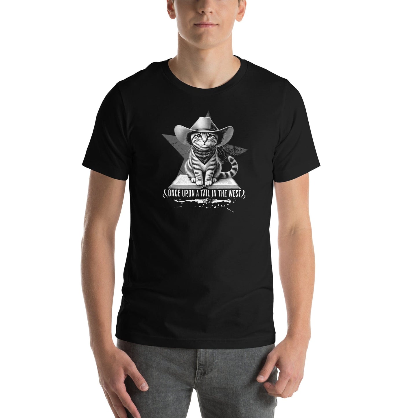 OMTHREAD Once Upon a Tail in the West Cat T-Shirt, Cowboy Cat Shirt, Funny Western Cat Tee, Gift for Cat Lovers