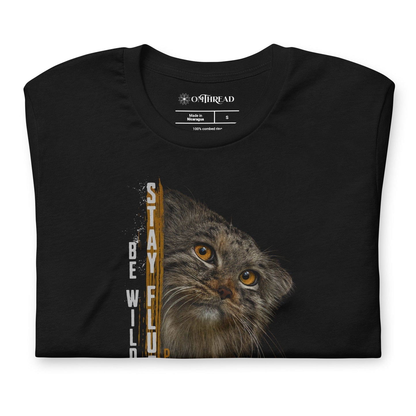 OMTHREAD Pallas Cat Be Wild Stay Fluffy Manul Graphic T-Shirt