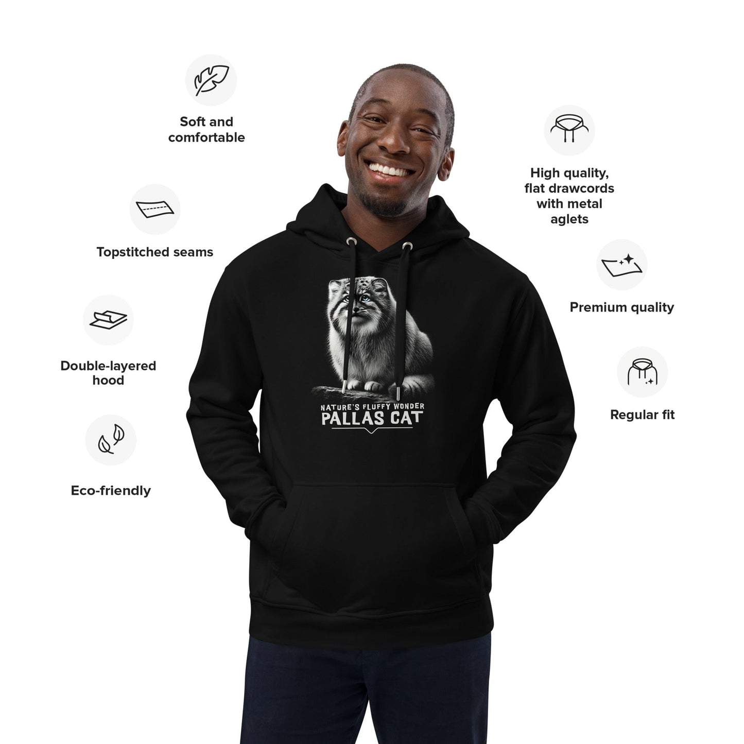 OMTHREAD Pallas Cat Nature’s Fluffy Wonder - Premium Eco Unisex Hoodie