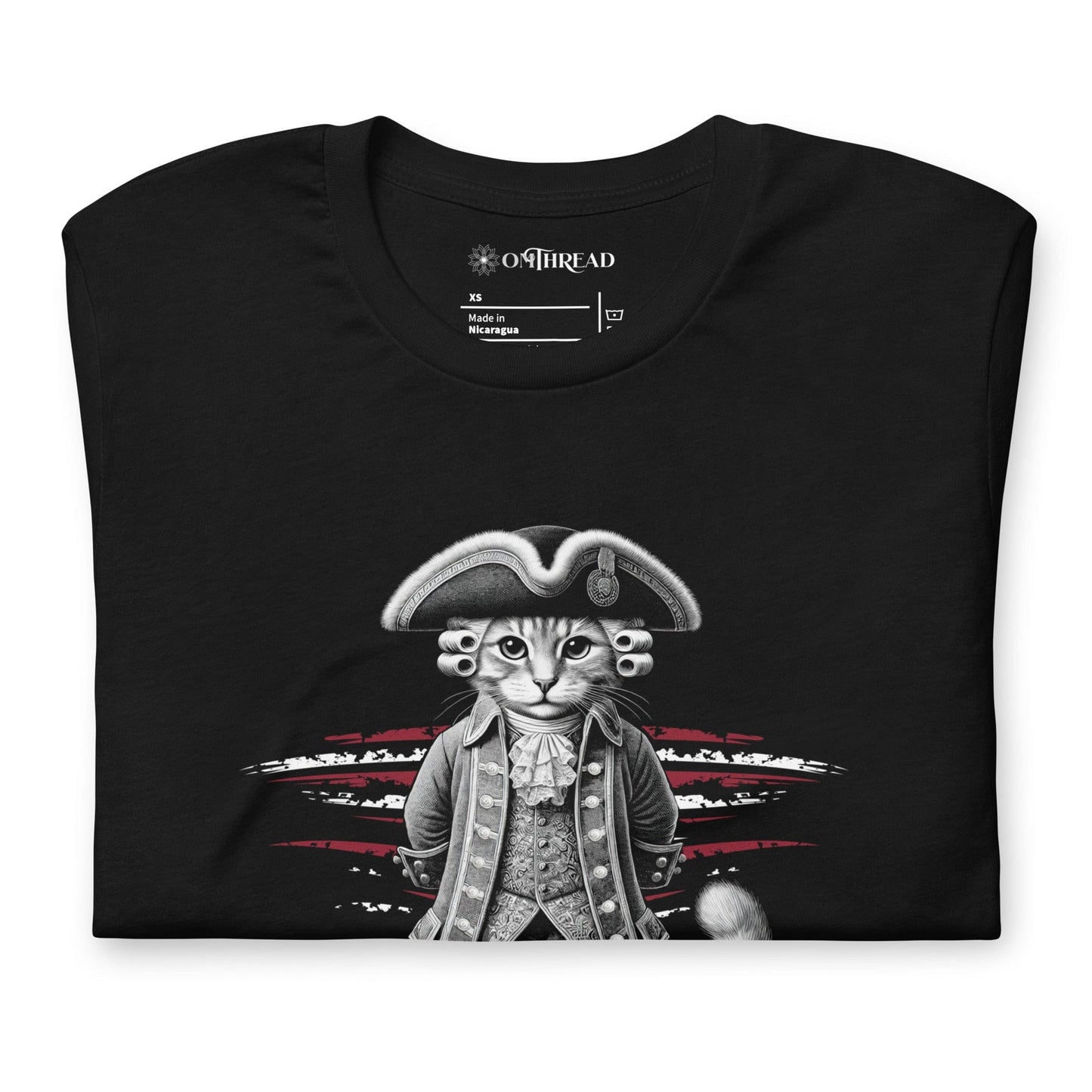 OMTHREAD Paw-triot Cat T-Shirt | Funny Patriotic Feline Graphic Tee