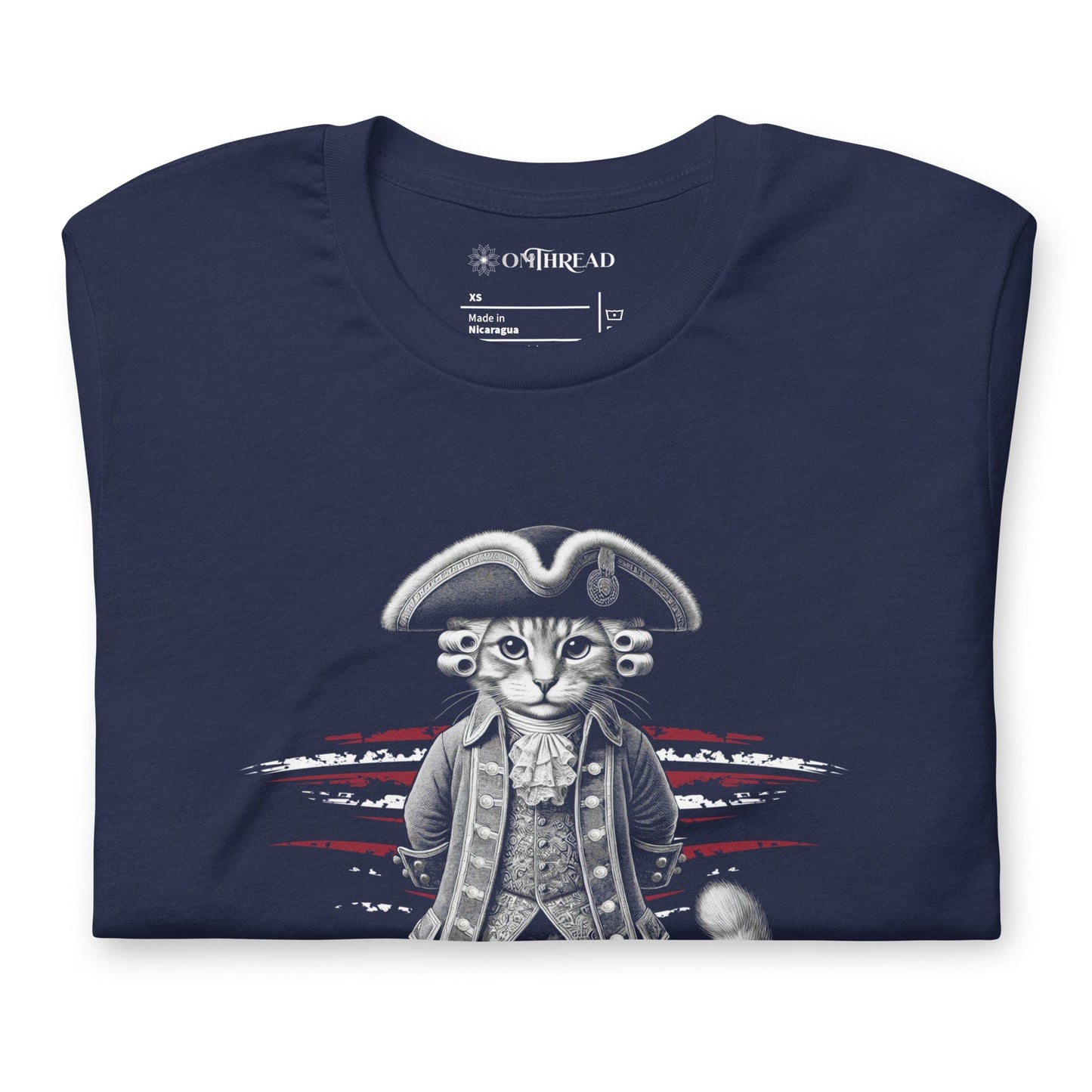 OMTHREAD Paw-triot Cat T-Shirt | Funny Patriotic Feline Graphic Tee