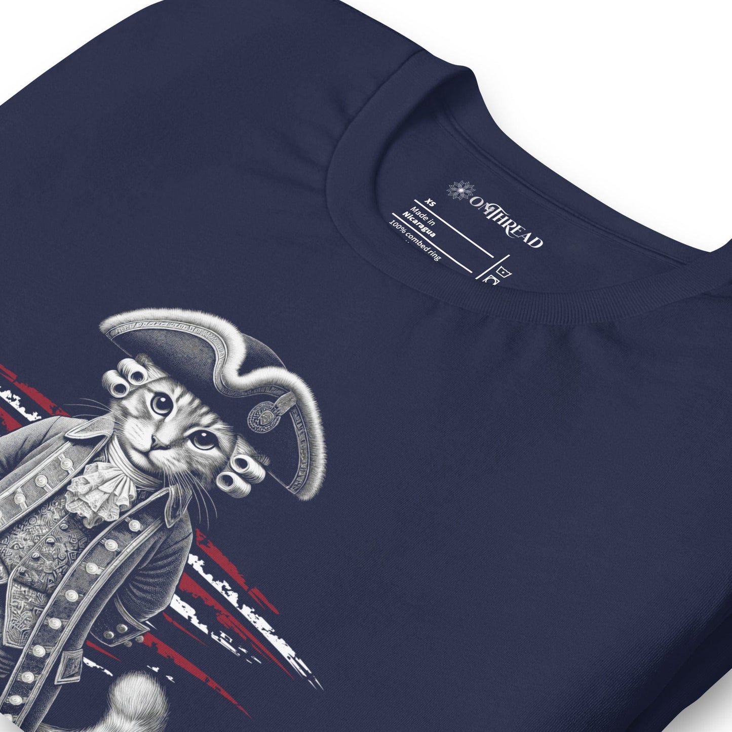 OMTHREAD Paw-triot Cat T-Shirt | Funny Patriotic Feline Graphic Tee