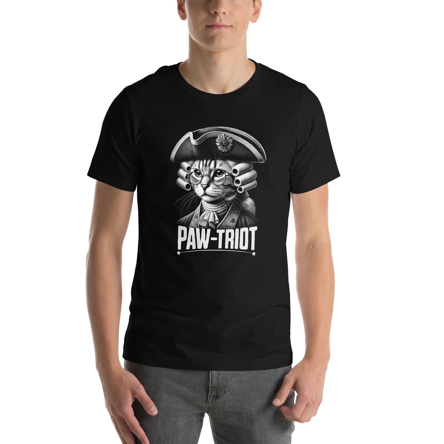 OMTHREAD Paw-triot Cat T-Shirt | Patriotic Cat Shirt | Funny Independence Day Tee