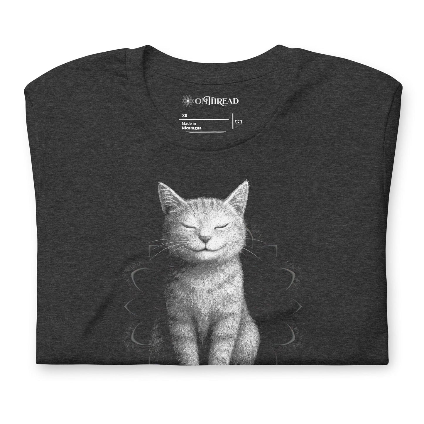 OMTHREAD Paws for Peace Cat T-Shirt, Peaceful Cat Shirt for Cat Lovers, Giftable Yoga Cat Tee