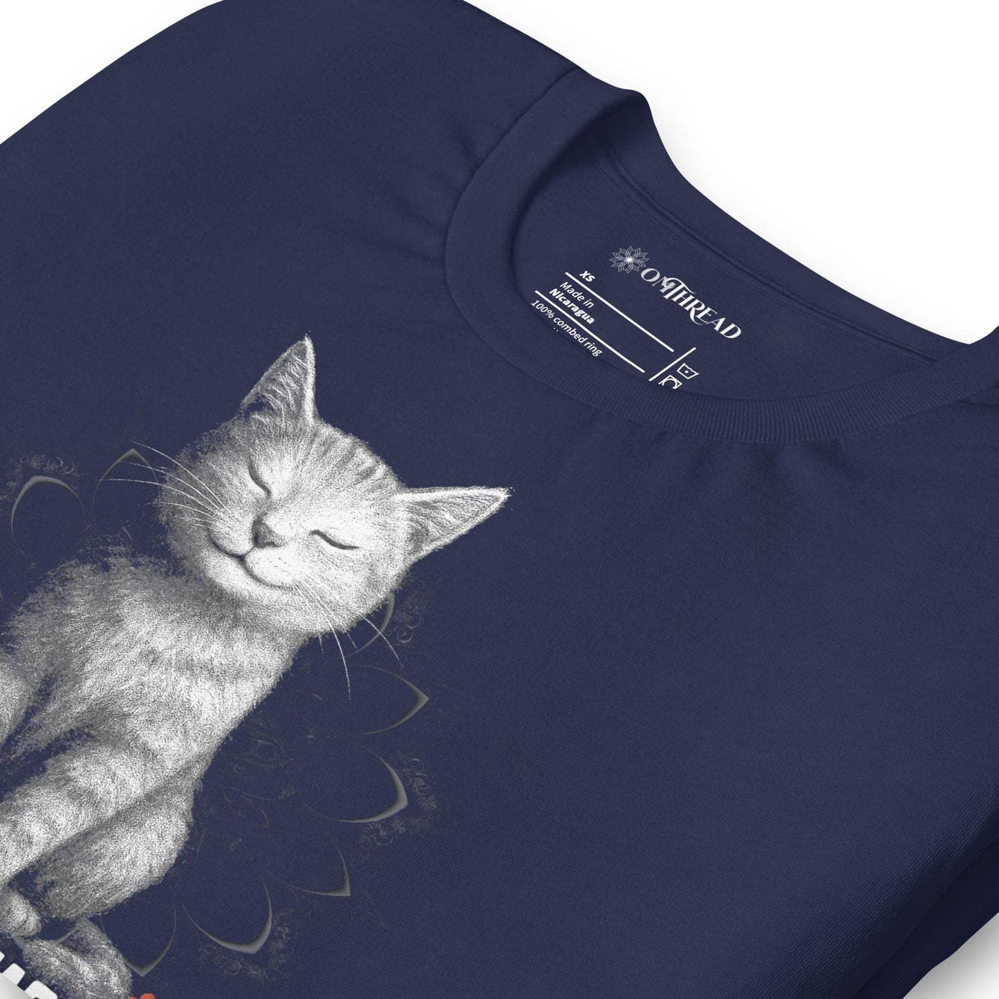 OMTHREAD Paws for Peace Cat T-Shirt, Peaceful Cat Shirt for Cat Lovers, Giftable Yoga Cat Tee