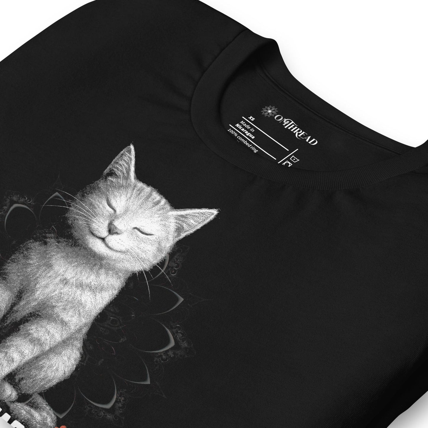 OMTHREAD Paws for Peace Cat T-Shirt, Peaceful Cat Shirt for Cat Lovers, Giftable Yoga Cat Tee