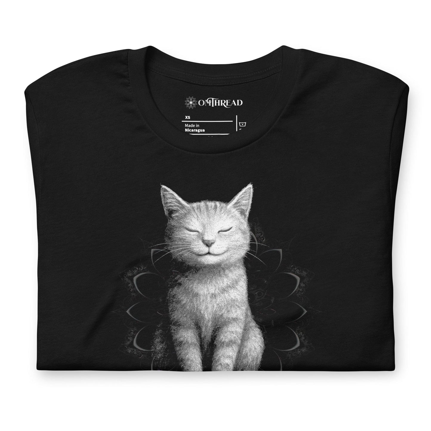 OMTHREAD Paws for Peace Cat T-Shirt, Peaceful Cat Shirt for Cat Lovers, Giftable Yoga Cat Tee
