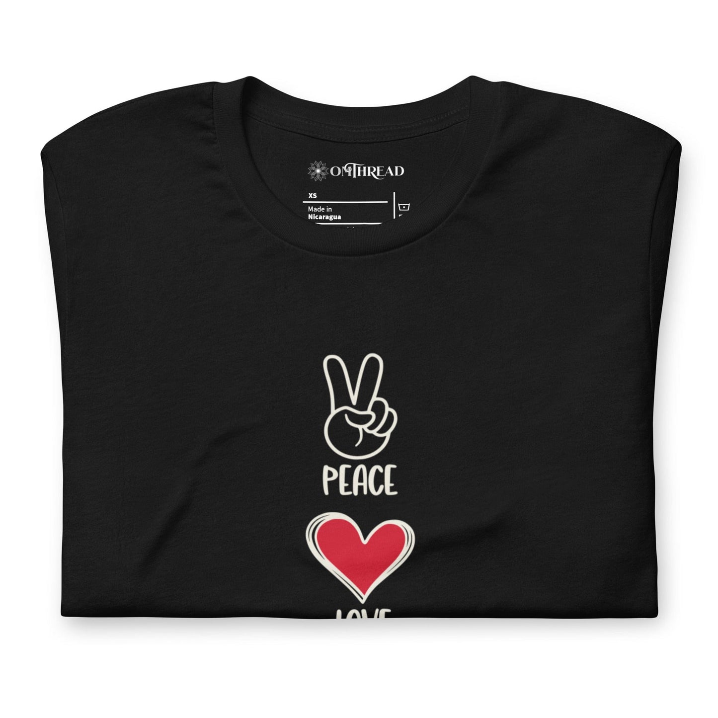 OMTHREAD Peace Love Cats T-Shirt | Minimalist Cat Lover Graphic Tee