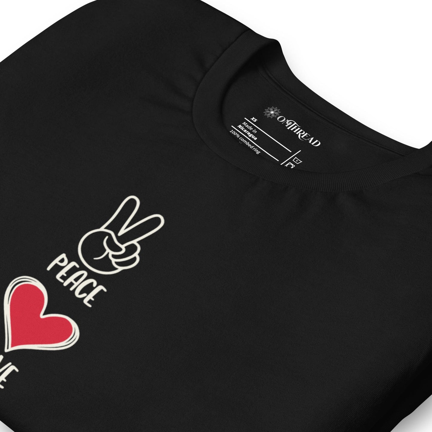 OMTHREAD Peace Love Cats T-Shirt | Minimalist Cat Lover Graphic Tee