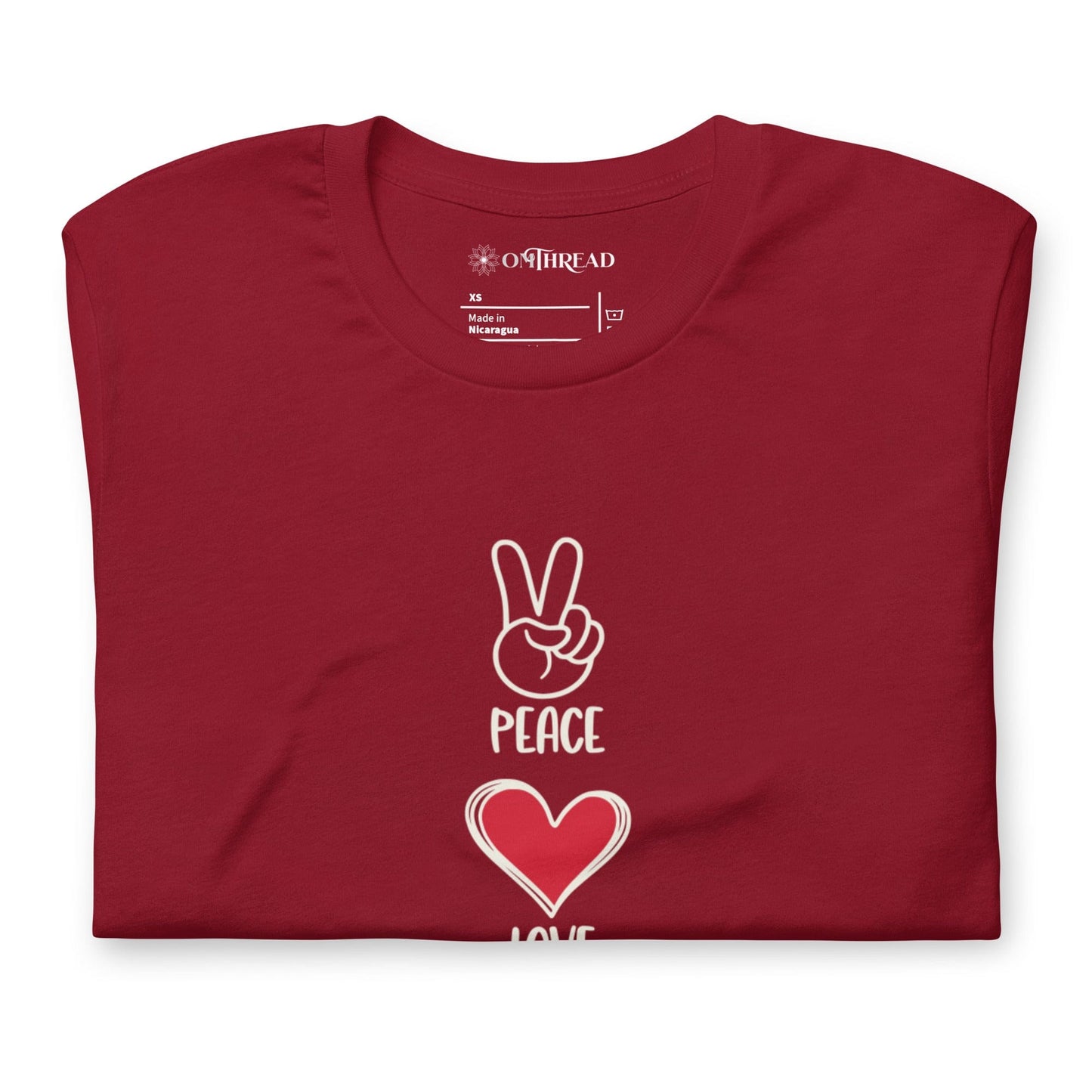 OMTHREAD Peace Love Cats T-Shirt | Minimalist Cat Lover Graphic Tee