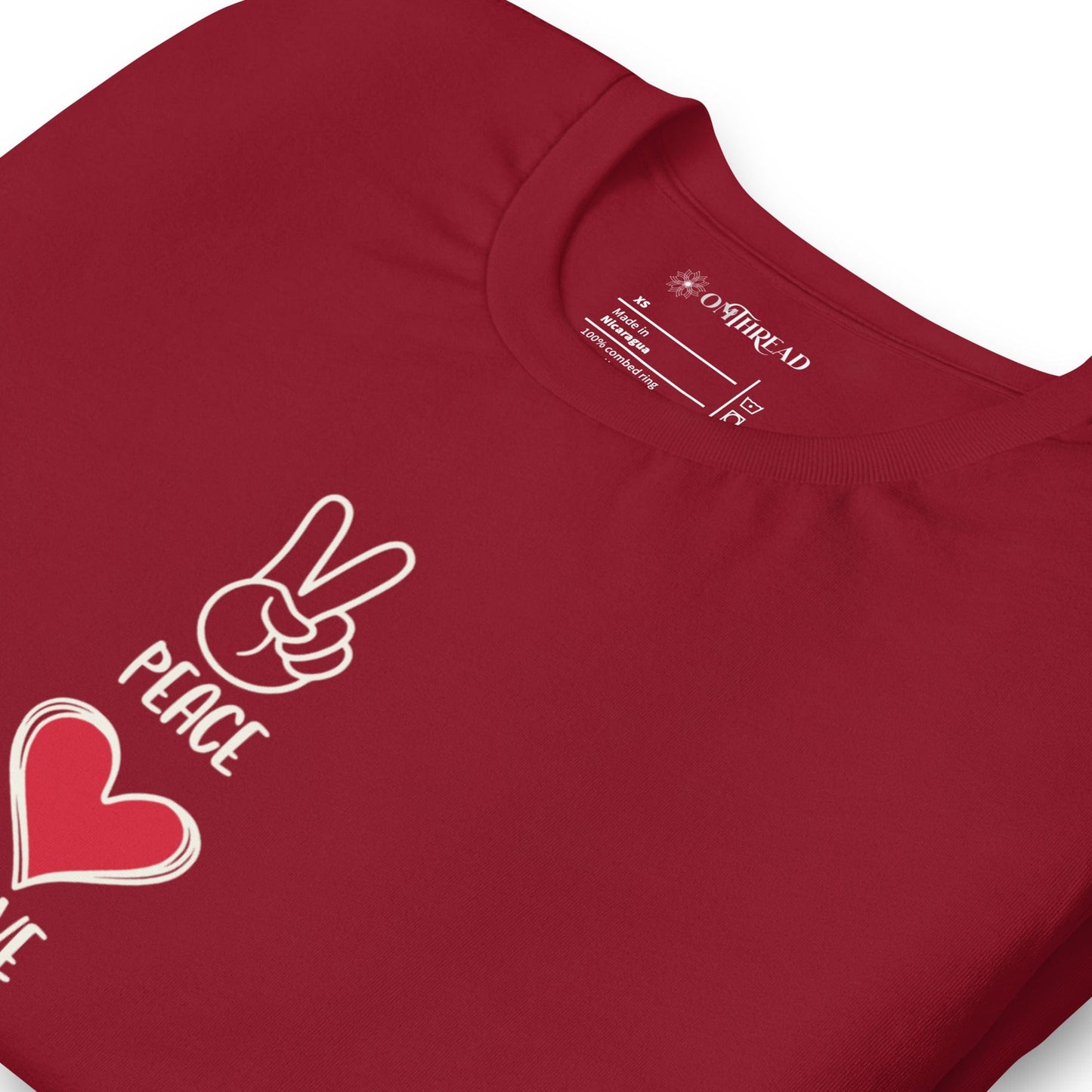 OMTHREAD Peace Love Cats T-Shirt | Minimalist Cat Lover Graphic Tee