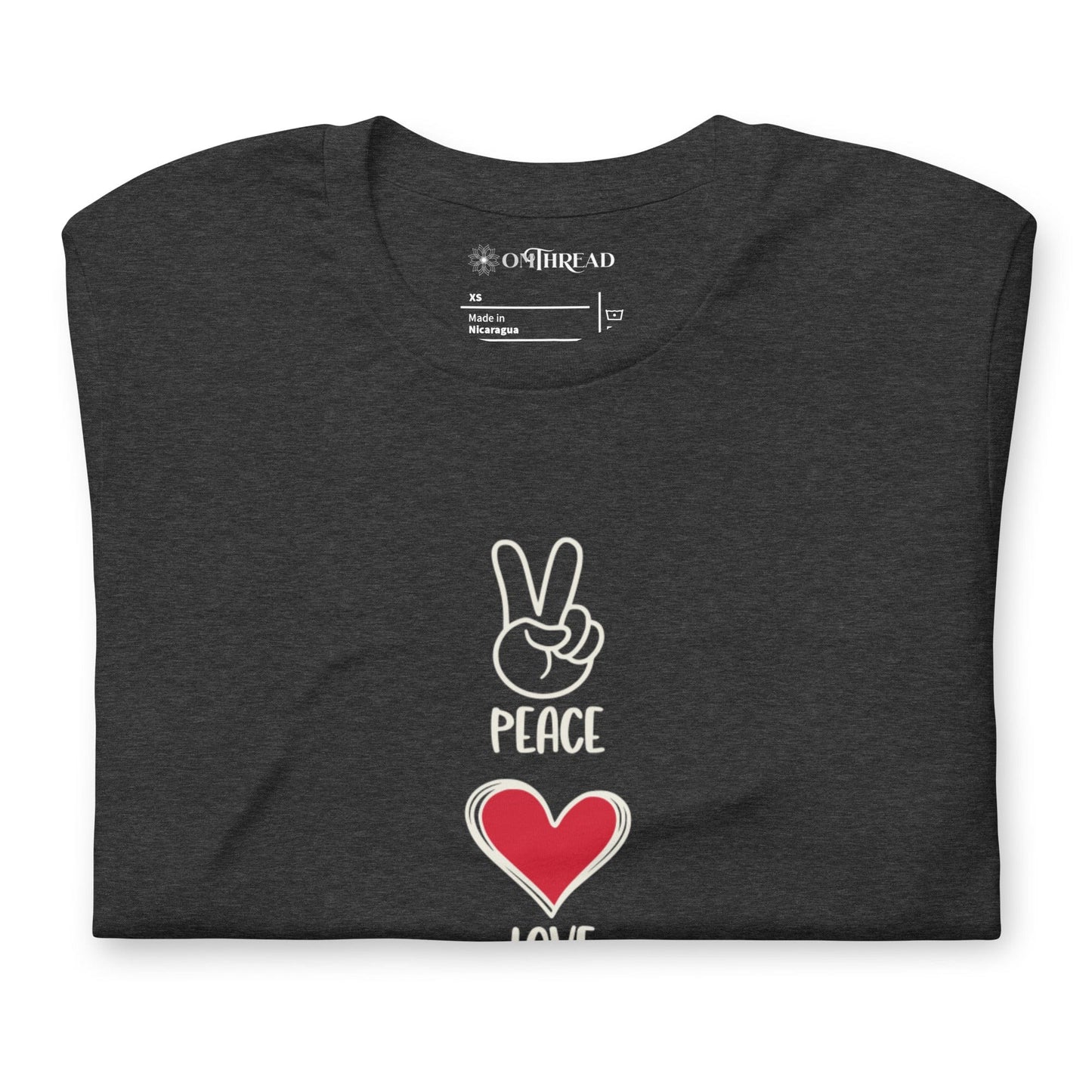 OMTHREAD Peace Love Cats T-Shirt | Minimalist Cat Lover Graphic Tee