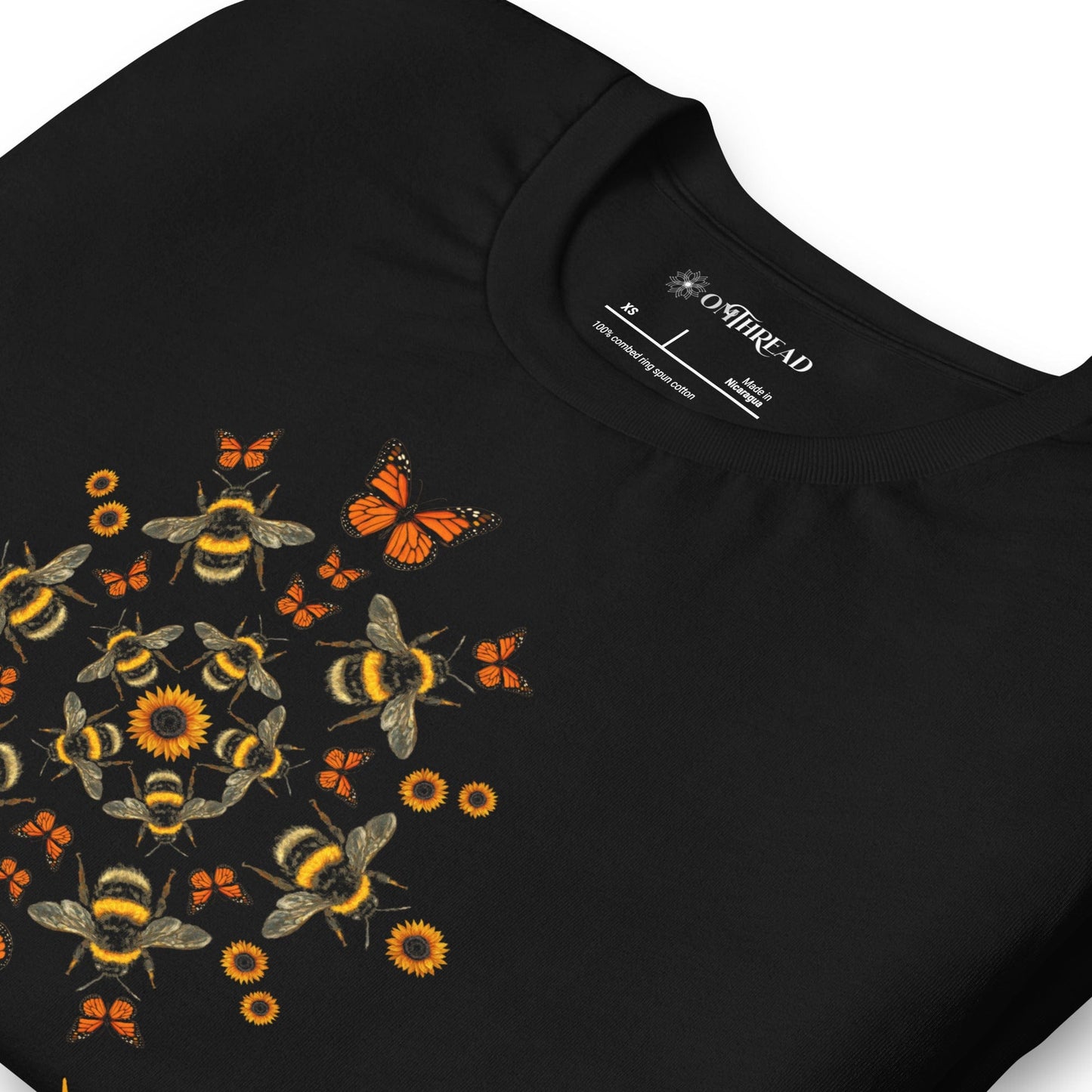 OMTHREAD Pollinators Keep Earth in Bloom Shirt Monarch Butterfly and Bee Nature Tee