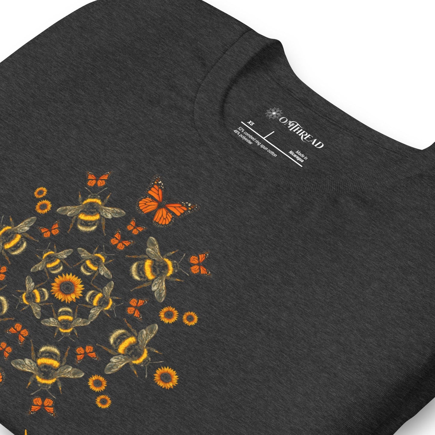 OMTHREAD Pollinators Keep Earth in Bloom Shirt Monarch Butterfly and Bee Nature Tee