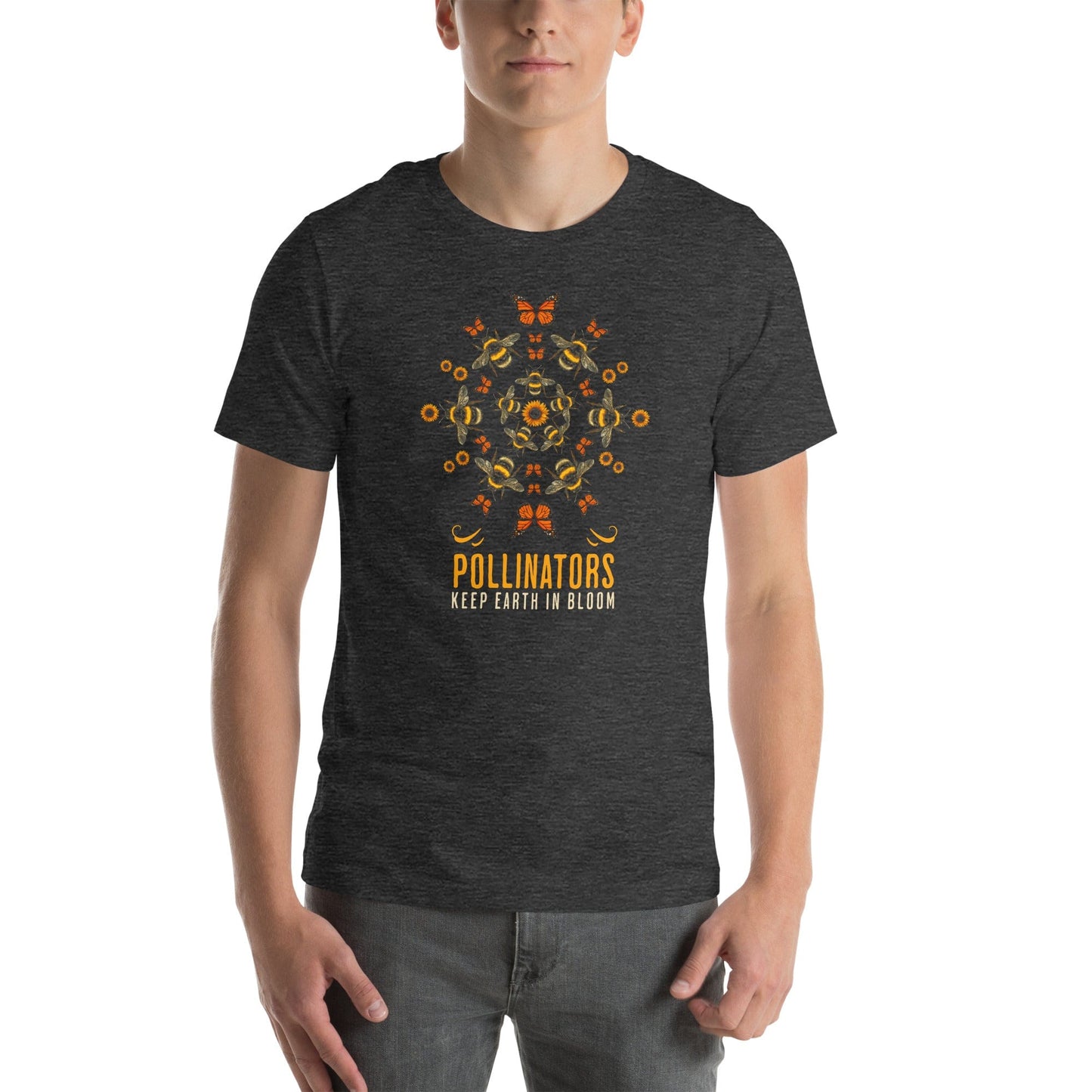 OMTHREAD Pollinators Keep Earth in Bloom Shirt Monarch Butterfly and Bee Nature Tee