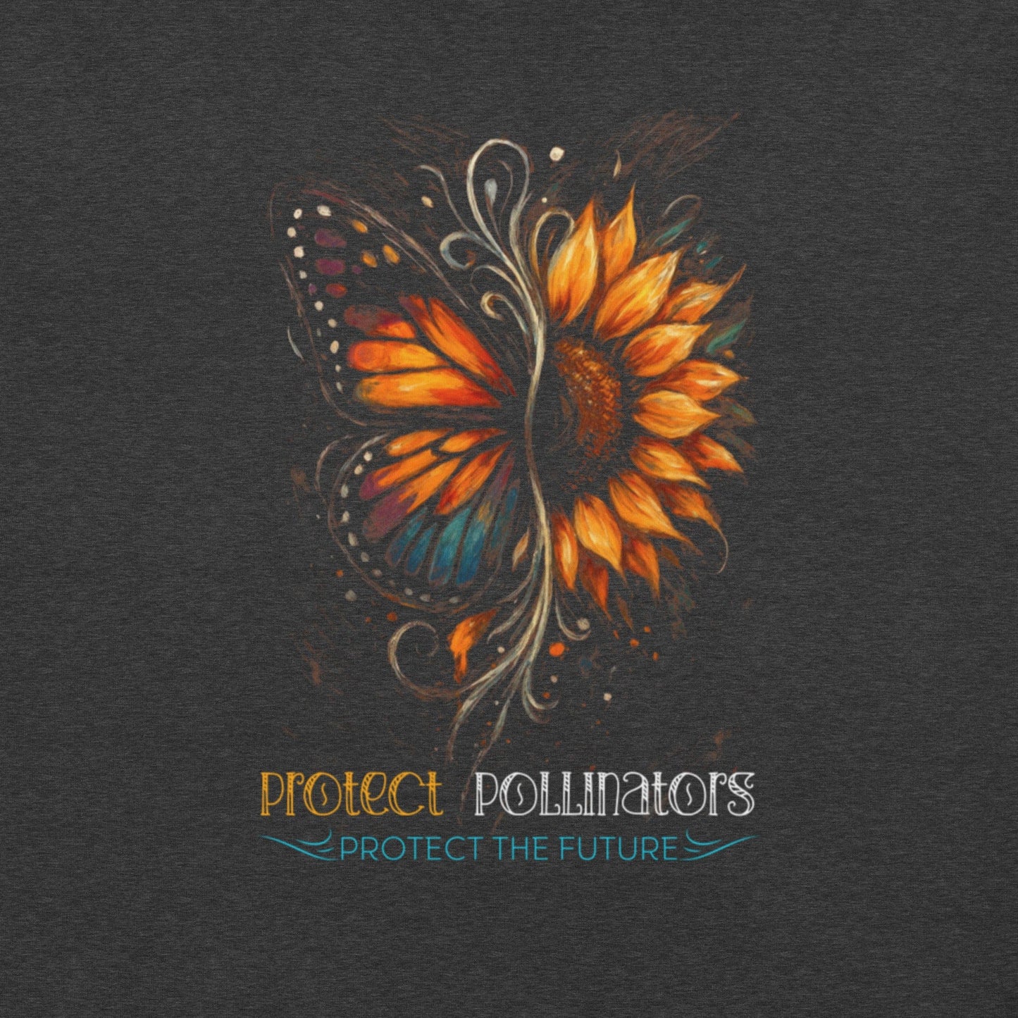 OMTHREAD Protect Pollinators Protect the Future Monarch Butterfly and Sunflower Shirt