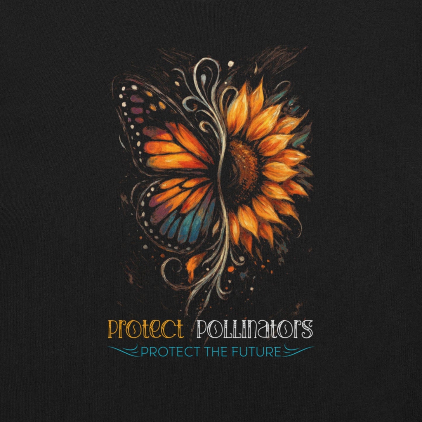 OMTHREAD Protect Pollinators Protect the Future Monarch Butterfly and Sunflower Shirt